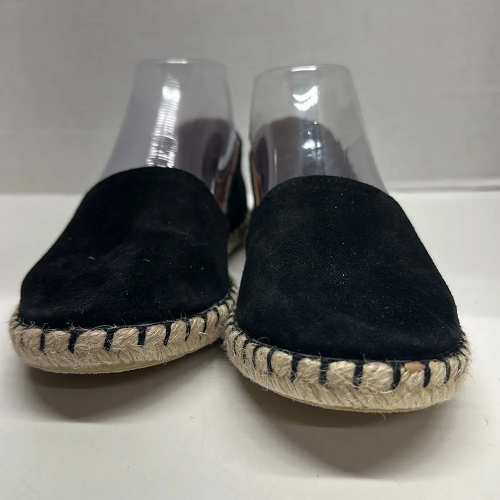 Miz Mooz Carmena Shoes Suede Leather Espadrille Jute Flats Slip On Black 37 US 7
